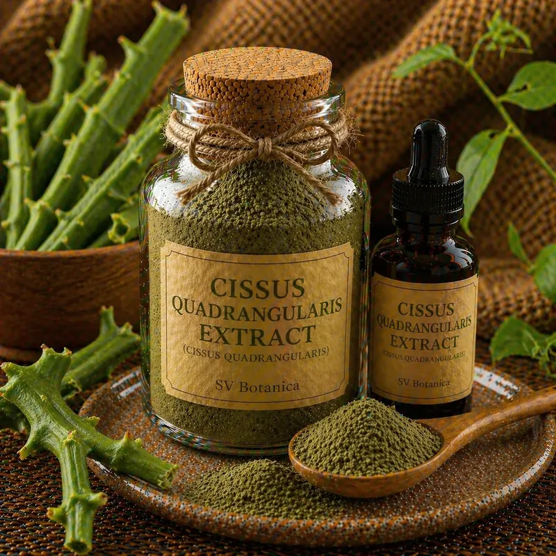 Cissus quadrangularis extract powder (hadjod, asthisamhari) with declared ketosterone assay method — green-brown aerial stem extract, SV Botanica India