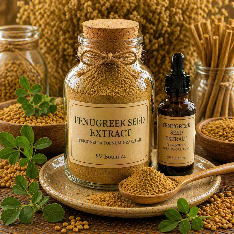 Fenugreek seed extract powder (Trigonella foenum-graecum, methi) standardised to furostanol saponins 50% — light yellow to beige seed extract, SV Botanica India
