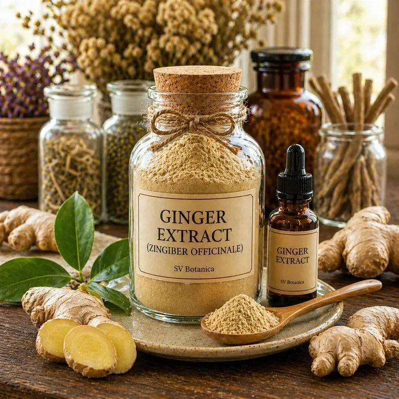 Ginger extract powder (Zingiber officinale) standardised to total gingerols 5% by HPLC — light yellow to tan rhizome extract, SV Botanica India