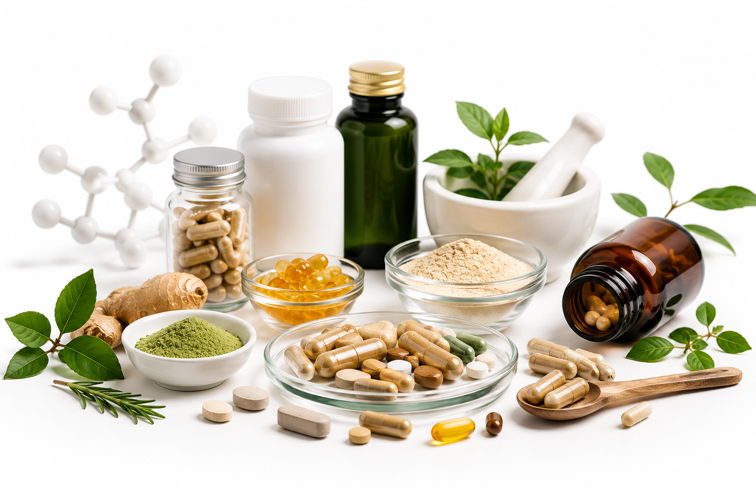 Nutraceuticals — supplement capsules, powders and botanical ingredients